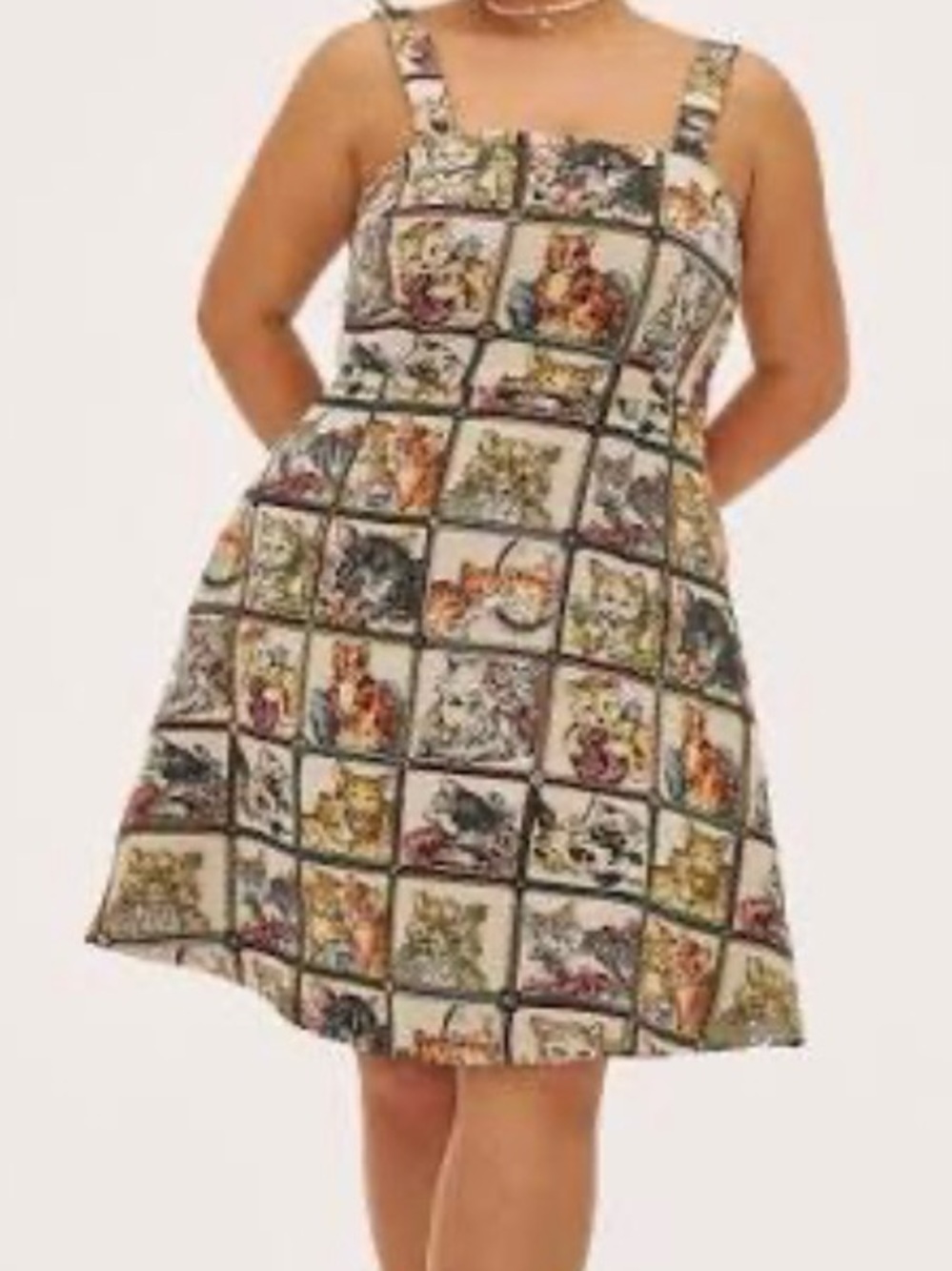 🐱Cider viral cat lovers Vintage Vibes Jaquard Mini Tank dress plus size 2XL - Picture 3 of 4
